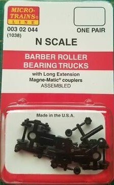 Micro Trains 003 02 044 - N Scale Barber Roller-Bearing Freight Car Trucks - w/ Long Extended Cou...