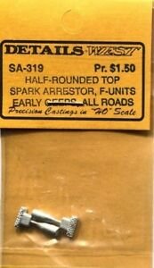 Details West 319 - HO Half-Rounded Top Spark Arrestors - F-Units & Early GPs (1 Pair)