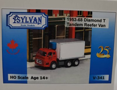 Sylvan Scale Models V-341 HO Scale - 1953/68 Diamond T734 Tandem Reefer Van - Unpainted and Resin...