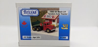 Sylvan Scale Models V-348 HO Scale - 50/56 Mack LH T/A Tractor- Unpainted and Resin Cast Kit  