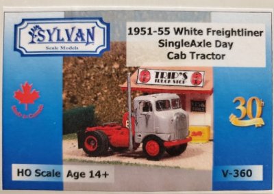 Sylvan Scale Models V-360 HO Scale - 1951-55 White Freightliner Single Axle Day Cab Trailer - Unp...