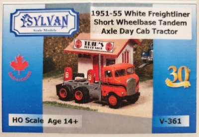 Sylvan Scale Models V-361 HO Scale - 1951-55 White Freightliner Tandem Axle Day Cab Tractor - Unp...