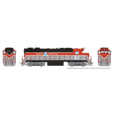 Rapido 38045 - HO EMD GP38 w/ext cab (DC/Silent): BAR - Red/Grey/Black: #94