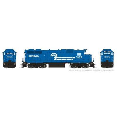 Rapido 38046 - HO EMD GP38 w/ext cab (DC/Silent): Conrail - Blue Scheme: #7672