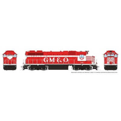 Rapido 38556 - HO EMD GP38 (DC/DCC/Sound): GM&O - Red & White Stripe: #705