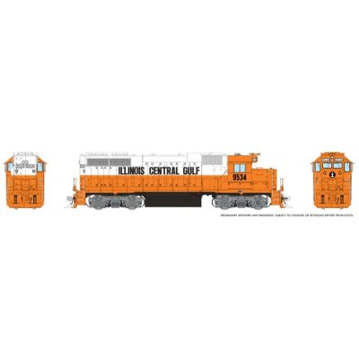 Rapido 38560 - HO EMD GP38 (DC/DCC/Sound): Illinois Central Gulf - Orange & White: #9534