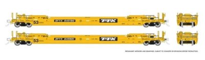 Rapido 401062-1 - HO 53Ft Gunderson Husky-Stack Well Car - TTX (As Delivered) (2pkg) #645190, 645...