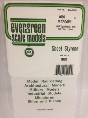 Evergreen Scale Models 4050 .050in Opaque White Polystyrene V Groove Siding (1sheet)