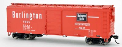 Bowser 42838 - HO RTR 40Ft Single-Door Steel Boxcar - Chicago, Burlington & Quincy (FW&D) #8129