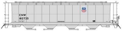 Intermountain 45142-05- HO 59Ft 4-Bay Cylindrical Covered Hopper - C&NW - UP Gray w/Shield #18290...