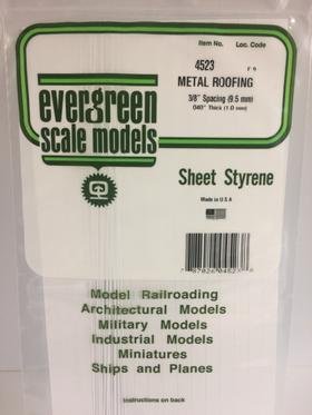 Evergreen Scale Models 4523 - .040in x .375in Opaque White Polystyrene Standing Seam Roofing (1 S...