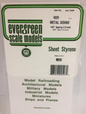 Evergreen Scale Models 4526 - .040in Opaque White Polystyrene Corrugated Siding (1 Sheet)