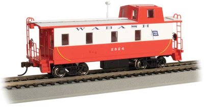 Bachmann 14002 HO Scale Slanted Offset-Cupola Caboose - Ready to Run -- Wabash #2824 (white, red)