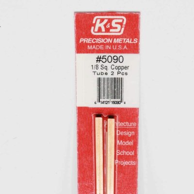 K&S Engineering 5090 All Scale - 1/8 inch OD Square Copper Tube - 0.014 Thick x 12 inch Long (2 p...