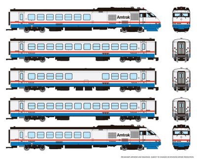 Rapido 525503 - N Scale RTL Turboliner - DCC & Sound - Amtrak (Phase III Late) Set #2