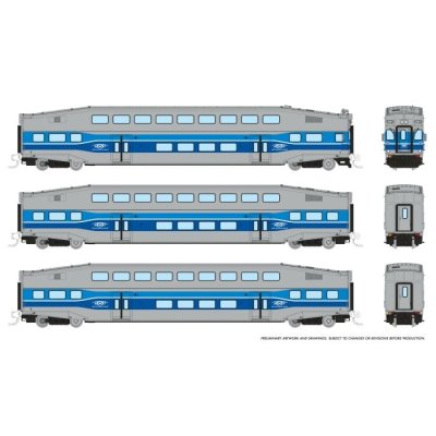 Rapido 546004 - N Bilevel Commuter Car -  AMT / Montreal (Set #1) - (Cab: 2001 Coaches: 2024 2031...