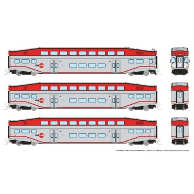 Rapido 546009 - N Bilevel Commuter Car -  CalTrain (San Francisco Bay Area) - (Set #3) - (Coaches...