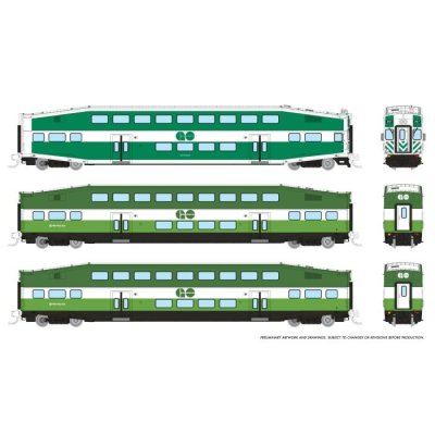 Rapido 546017 - N Bilevel Commuter Car -  Go/Metrolinx (Toronto) - (Set #2) - (Cab: 257 Coaches: ...