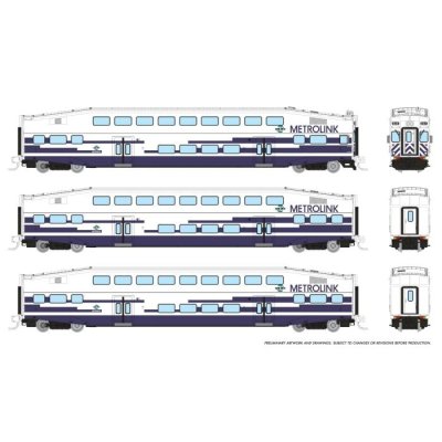 Rapido 546020 - N Bilevel Commuter Car -  Metrolinx (Los Angeles) - (Set #2) - (Cab: 636 Coaches:...