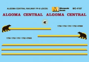 Microscale 604187 - N Scale Railroad Decal Set - Algoma Central (AC) - FP9 Diesels 1995+