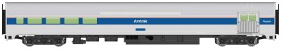 WalthersMainline 30062 HO Scale - RTR 85 ft Budd Baggage Lounge - Amtrak (Phase IV)