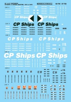 Microscale 87-756 - HO CP Containers - 20Ft 40Ft - CP Ships - Decals