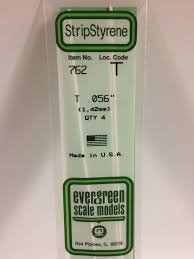 Evergreen Scale Models 762 - Opaque White Polystyrene T Shape .056In x 14In (4 pcs pkg)