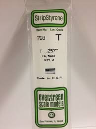 Evergreen Scale Models 768 - Opaque White Polystyrene T Shape .257In x 14In (2 pcs pkg)