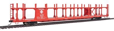 Walthers Mainline 8002 - HO 89ft Flatcar w/ Bi-Level Open Auto Rack - ATSF #88710