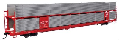 Walthers Mainline 8102 - HO 89Ft Flatcar w/Bi-Level Shielded Auto Rack - Atchison, Topeka & Santa...