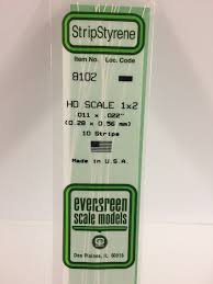 Evergreen Scale Models 8102 - Opaque White Polystyrene HO Scale Strips (1x2) .011In x .022In x 14...