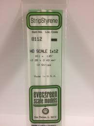 Evergreen Scale Models 8112 - Opaque White Polystyrene HO Scale Strips (1x12) .011In x .135In x 1...