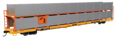 Walthers Mainline 8114 - HO 89Ft Flatcar w/Bi-Level Shielded Auto Rack - Illinois Central Gulf Ra...