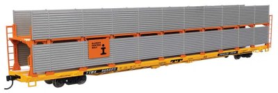 Walthers Mainline 8115 - HO 89Ft Flatcar w/Bi-Level Shielded Auto Rack - Illinois Central Gulf Ra...