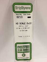 Evergreen Scale Models 8210 - Opaque White Polystyrene HO Scale Strips (2x10) .022In x .112In x 1...