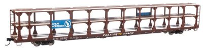 Walthers Mainline 8211 - HO 89Ft Flatcar w/Tri-Level Open Auto Rack - Great Northern Rack/ Traile...