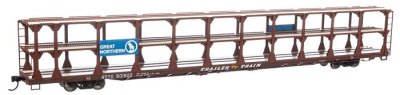 Walthers Mainline 8212 - HO 89Ft Flatcar w/Tri-Level Open Auto Rack - Great Northern Rack/ Traile...