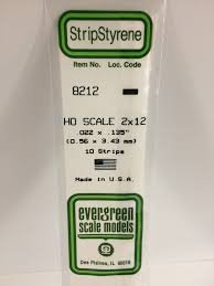 Evergreen Scale Models 8212 - Opaque White Polystyrene HO Scale Strips (2x12) .022In x .135In x 1...