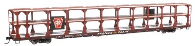 Walthers Mainline 8213 - HO 89Ft Flatcar w/Tri-Level Open Auto Rack - Pennsylvania Railroad PRR R...