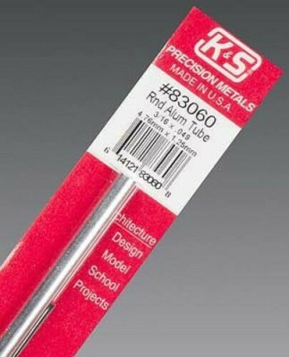 K&S Engineering 83060 All Scale - 3/16 inch OD Round Aluminum Tube - 0.049inch Thick x 12inch Lon...