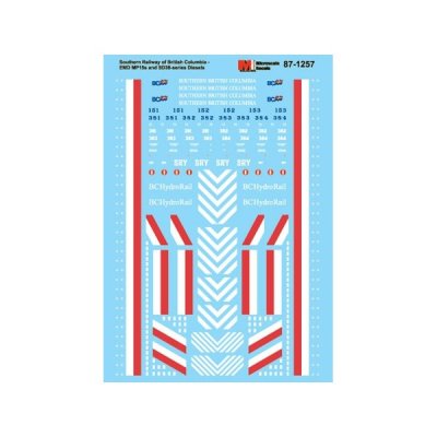 Microscale Decals 871257 HO - Southern Ry of British Columbia EMD MP15s and SD38 series Diesels