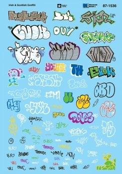 MicroScale 601536 - N Scale Graffiti Decal Set - Irish and Scottish Graffiti - Waterslide Decals