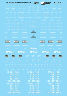 Microscale 87753 - HO CP Rail System - Double Stack Intermodal Cars 1992+ - Decals 