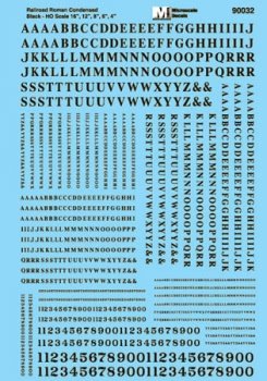 Microscale 90032 - HO Alphabets - Condensed Roman - Black - Waterslide Decals