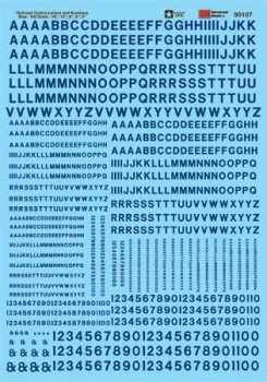 Microscale 90107 - HO Alphabets - Railroad Gothic - Blue - Waterslide Decals