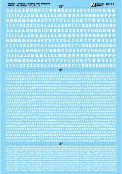 Microscale 90111 - HO Roman Stencil Letters & Numbers - White - 12, 6, 4inch - Waterslide Decals