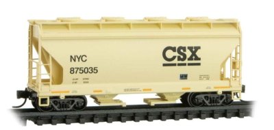 Micro Trains 09200521 - N Scale ACF 39Ft 2-Bay CF Covered Hopper - Round Hatches - CSX NYC (Tan) ...