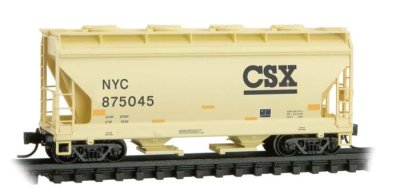 Micro Trains 09200522 - N Scale ACF 39Ft 2-Bay CF Covered Hopper - Round Hatches - CSX NYC (Tan) ...