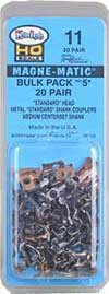 Kadee 11 #11 Bulk Pack No.5(R) Knuckle Couplers -- No Draft Gear Boxes - 20 Pairs 380-11