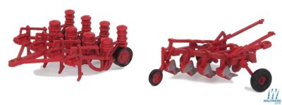 Walthers SceneMaster 4162 - HO Farm Plow & Planter - Red